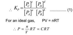 Expression for equilibrium constant